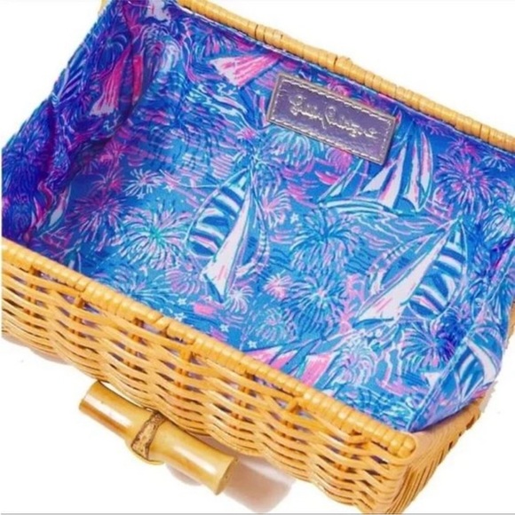 NWT Lilly Pulitzer Wicker Rattan Case Clutch Its A Sailabration - Picture 4 of 16